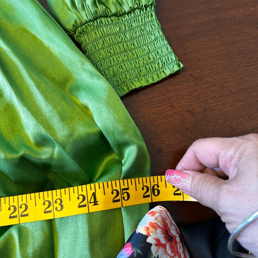 All Saints SZ 0 The‎ Estelle Green  Long Sleeve V-Neck asymmetrical midi dress - Picture 14 of 16